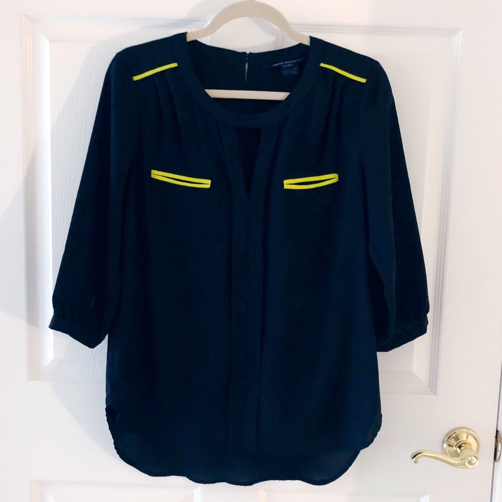 French Connection blouse with neon piping detail